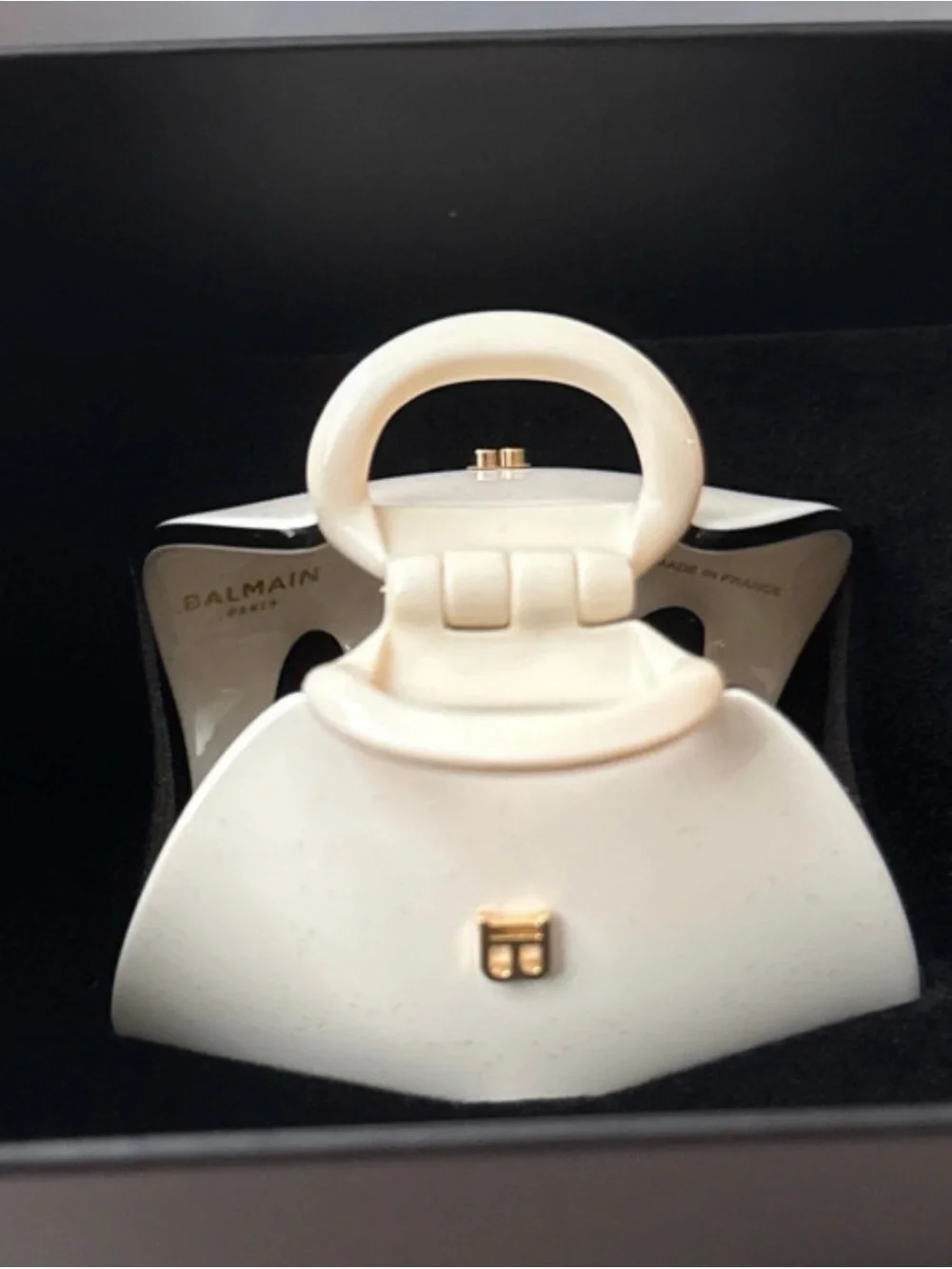 Balmain Mini Cream Hair Claw with 18K Gold Logo